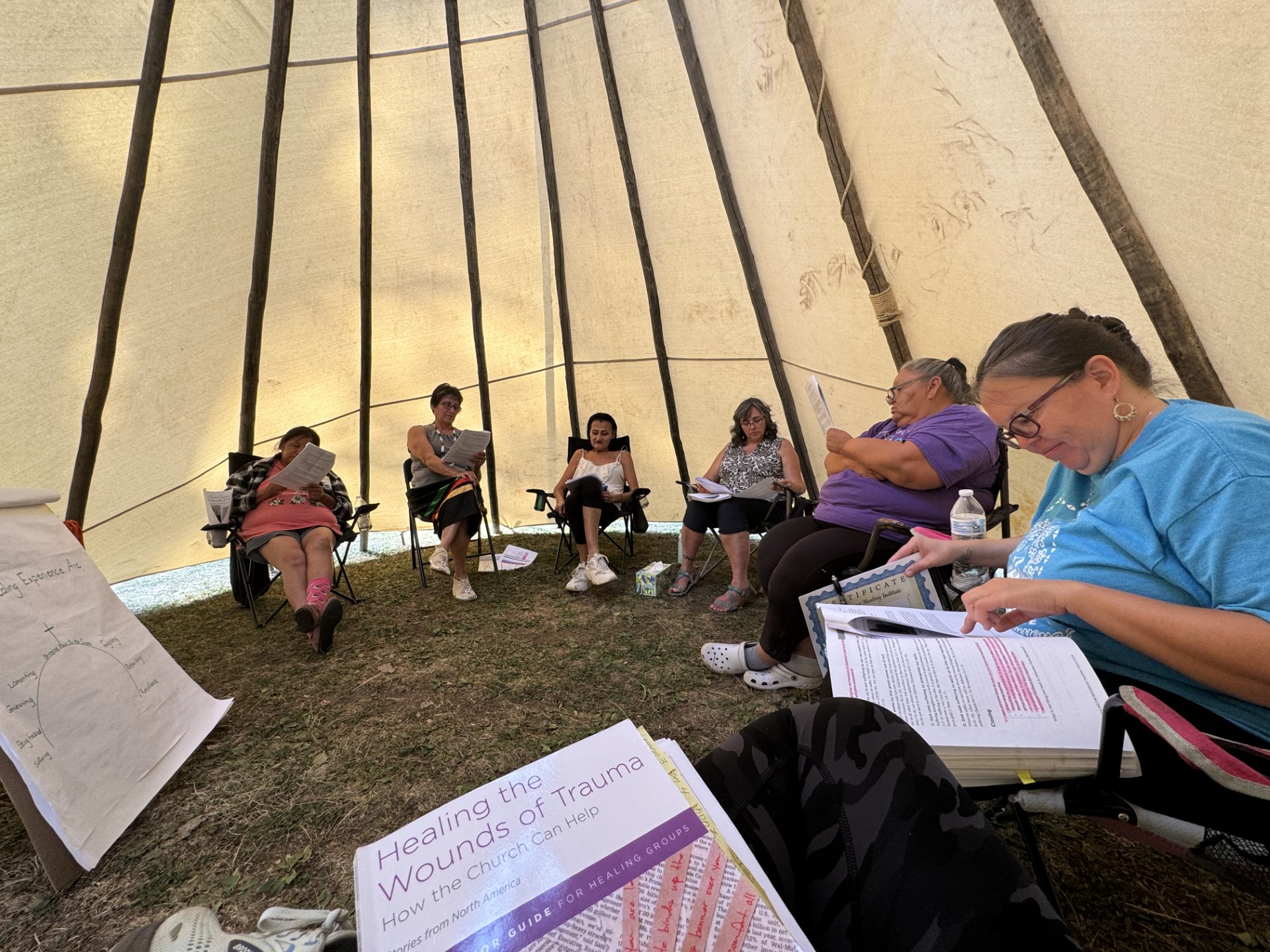 Women's healing retreat inside a tipi at Lame Deer